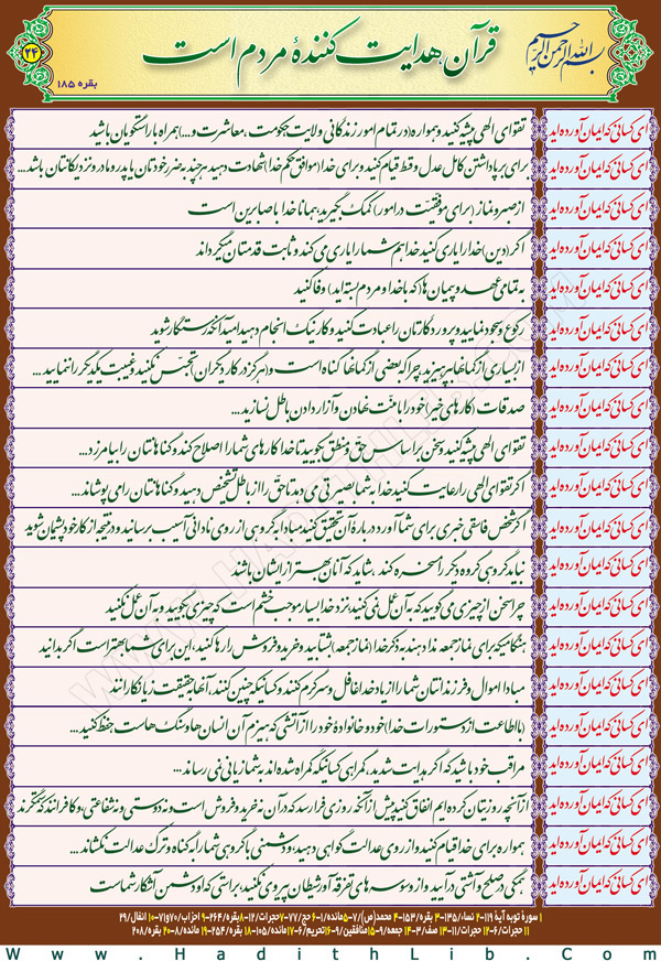 تصویر حدیثی : ای کسانی که ایمان آورده اید