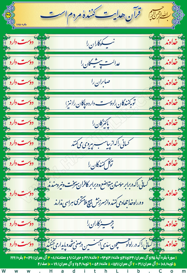 تصویر حدیثی : خداوند چه کسانی را دوست دارد؟